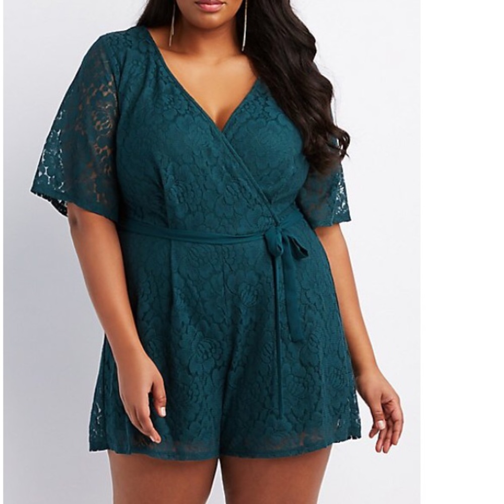 Gorgeous blue-green lace romper